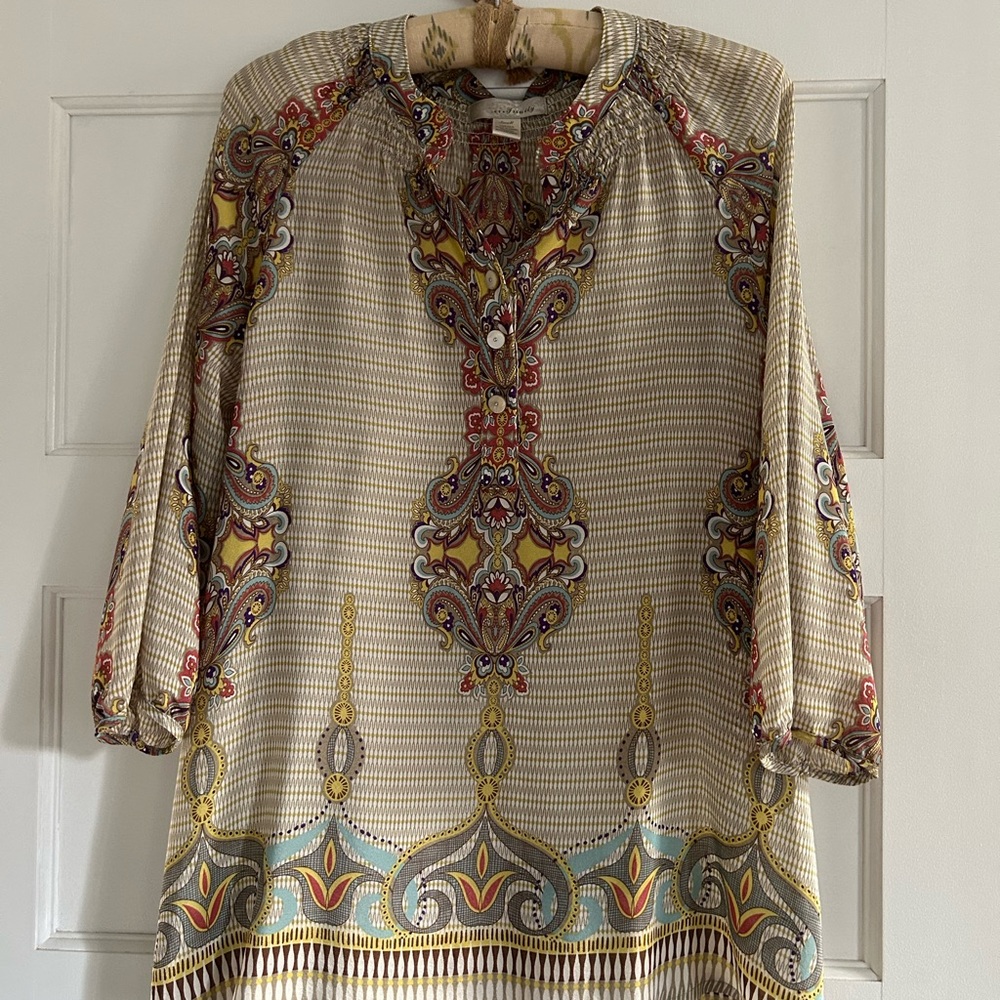Bohemian Print Silk Women's Top